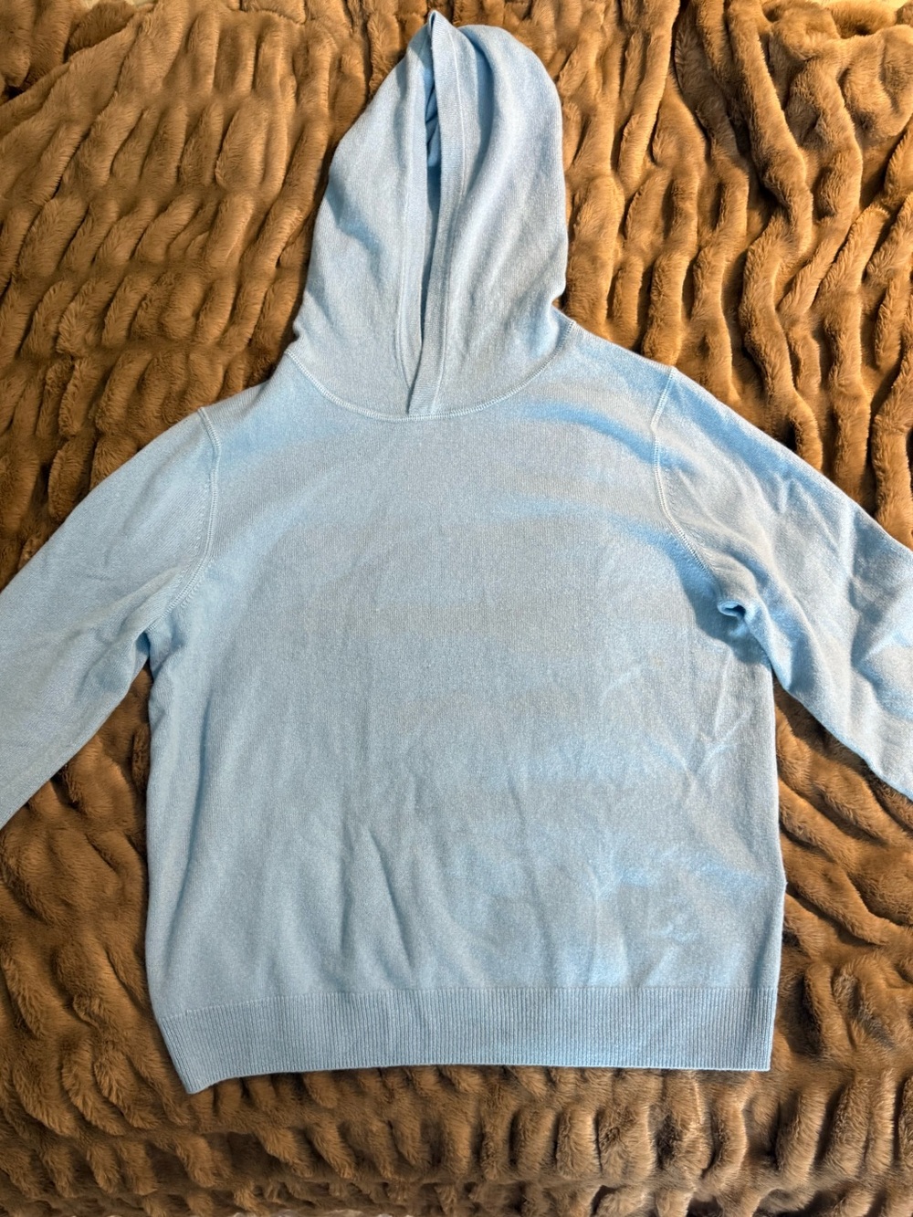 Ralph Lauren Light Blue Hooded Cashmere-Blend Sweater
